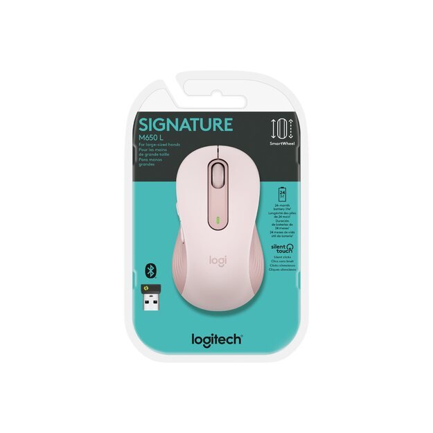 Kompiuterinė pelė belaidė LOGITECH Signature M650 L - ROSE - EMEA