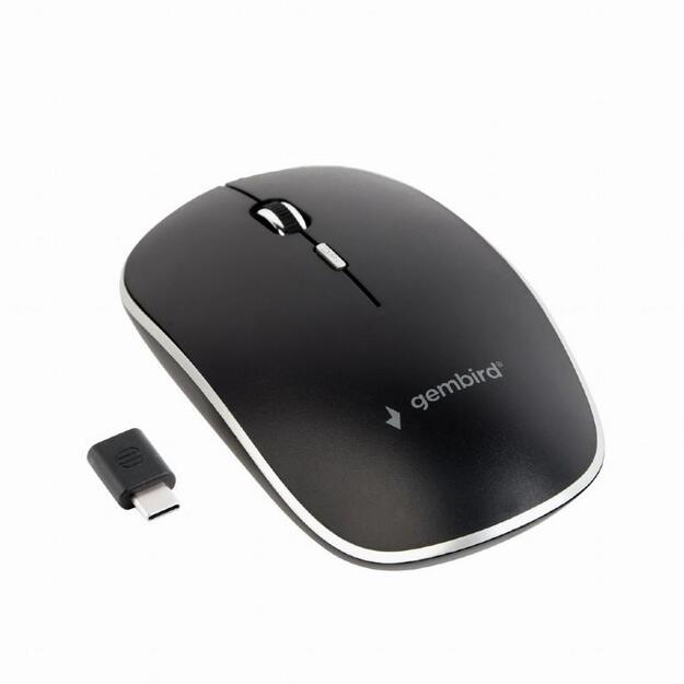 Kompiuterinė pelė belaidė MOUSE USB-C OPTICAL WRL BLACK/SILENT MUSW-4BSC-01 GEMBIRD