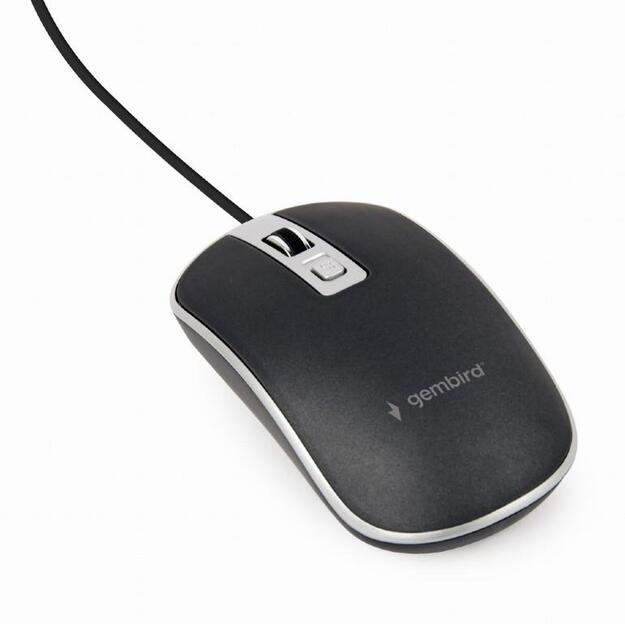 Kompiuterinė pelė laidinė MOUSE USB OPTICAL BLACK/SILVER/MUS-4B-06-BS GEMBIRD