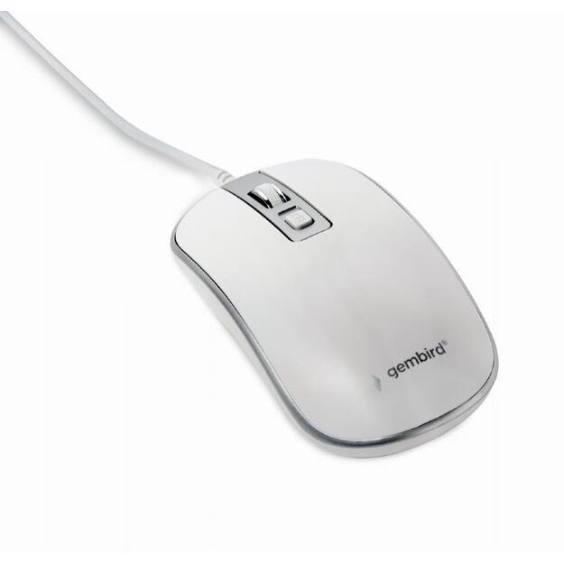 Kompiuterinė pelė laidinė MOUSE USB OPTICAL WHITE/SILVER/MUS-4B-06-WS GEMBIRD