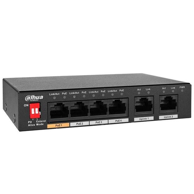 Komutatorius |DAHUA|PFS3005-4ET-60-V2|Desktop/pedestal|PoE ports 4|60 Watts|DH-PFS3005-4ET-60-V2