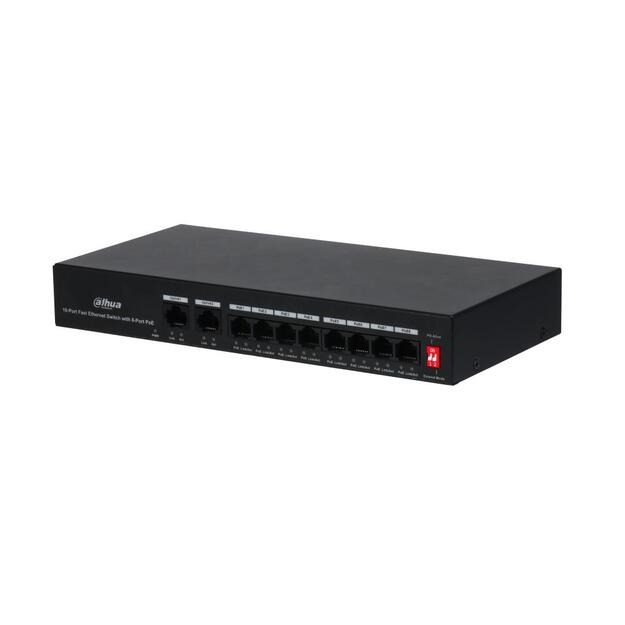 Komutatorius |DAHUA|PFS3010-8ET-65|10|PoE ports 8|65 Watts|DH-PFS3010-8ET-65