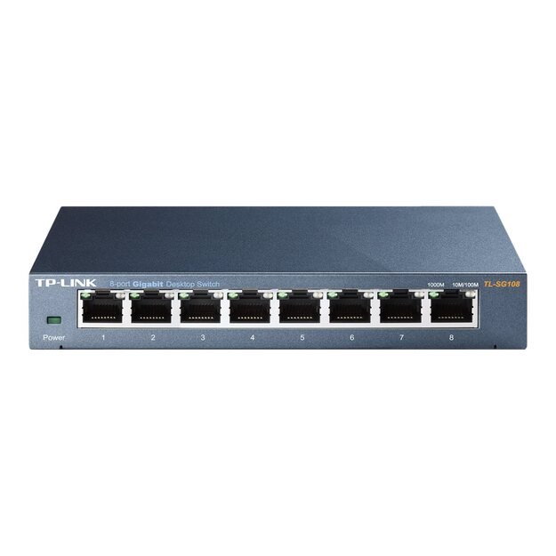 Komutatorius TP-LINK 8-port Metal Gigabit 5 10/100/1000M RJ45 GMP Snooping QoS Plug and Play metal case