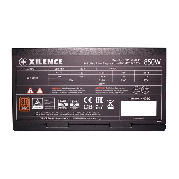 Power Supply|XILENCE|850 Watts|Efficiency 80 PLUS BRONZE|PFC Active|XN089