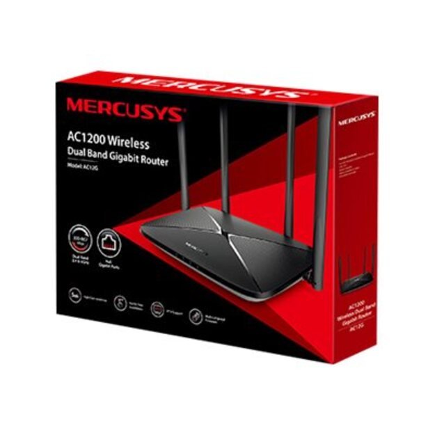 Maršrutizatorius TP-LINK MERCUSYS AC12G AC1200 Dual Band WiFi Gigabit 4xLAN 1xWAN