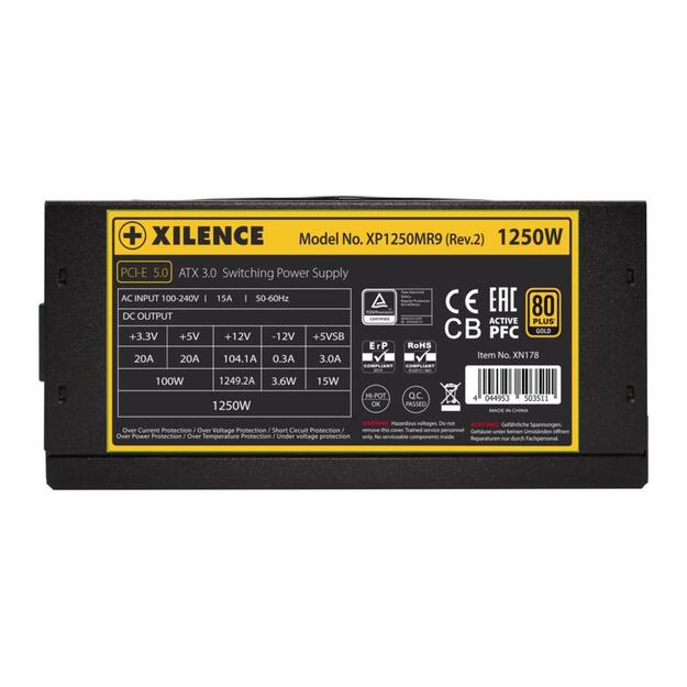 Power Supply|XILENCE|1250 Watts|Efficiency 80 PLUS GOLD|PFC Active|XN178