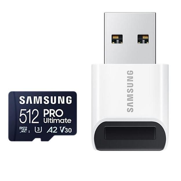 SAMSUNG Pro Ultimate microSD 512GB Memory Card UHS-I U3 FHD 4K UHD 200MB/s Read 130 MB/s Write for Smartphone Drone Incl USB-Reader