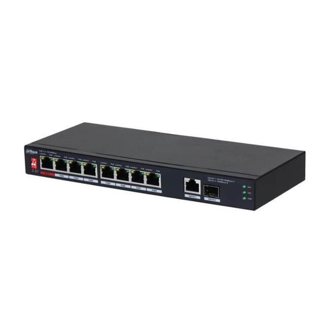 Switch|DAHUA|PFS3110-8ET1GT1GF-96|Desktop/pedestal|8x10Base-T / 100Base-TX|1x10Base-T / 100Base-TX / 1000Base-T|2x1000Base-T|PoE ports 8|96 Watts|DH-PFS3110-8ET1GT1GF-96