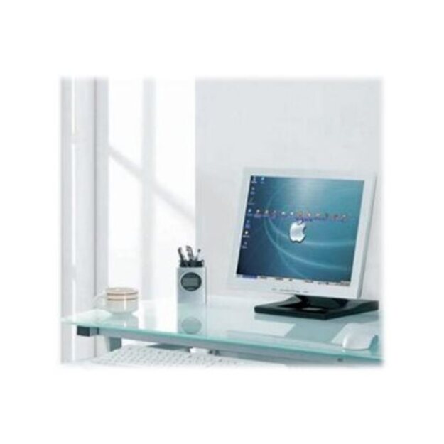 TECHLY Compact Desk for PC Metal Glass with Wheels