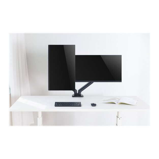 TECHLY Double Monitor Desk Stand 17-32inch with Gas Spring Black