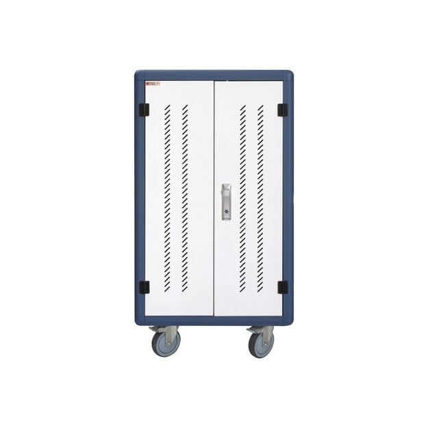 TECHLYPRO Ventilated Charging Station Trolley 30 Notebook or Smartphone White/Blue