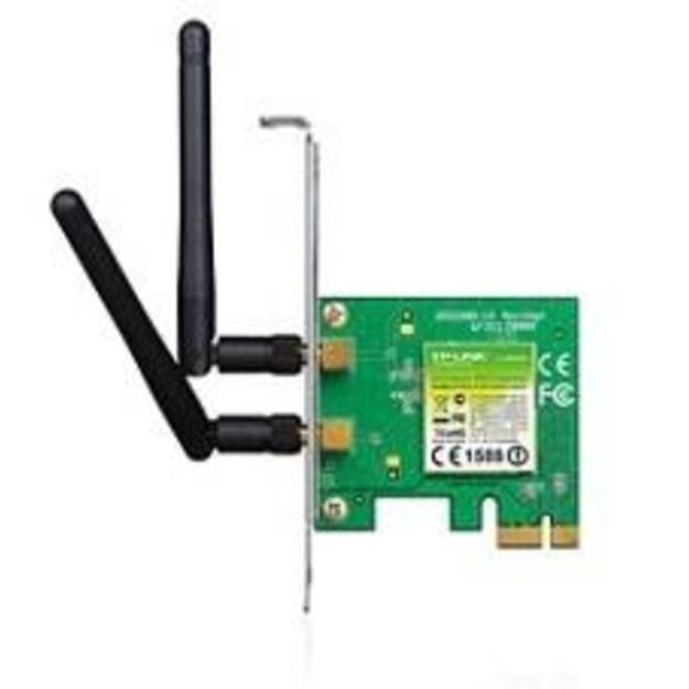 TP-LINK 300MBit/s WLAN-N PCI Express-Adapter Atheros-Chipsatz 2T2R 2,4GHz 802.11b/g/n 2 removeable antennas