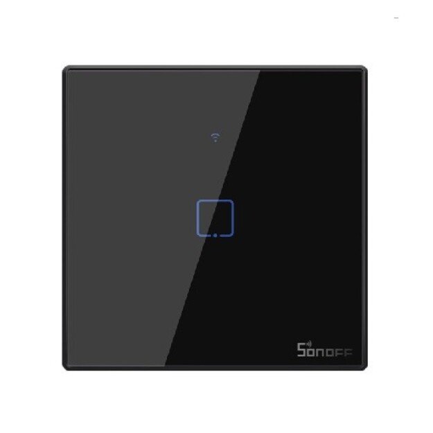 1-channel Wi-Fi smart wall touch switch with RF SONOFF T3EU1C-TX black