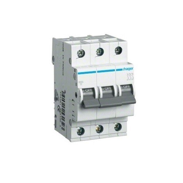 Miniature circuit breaker 3 pole 6kA C-characteristic 10A 3 module Hager MC310