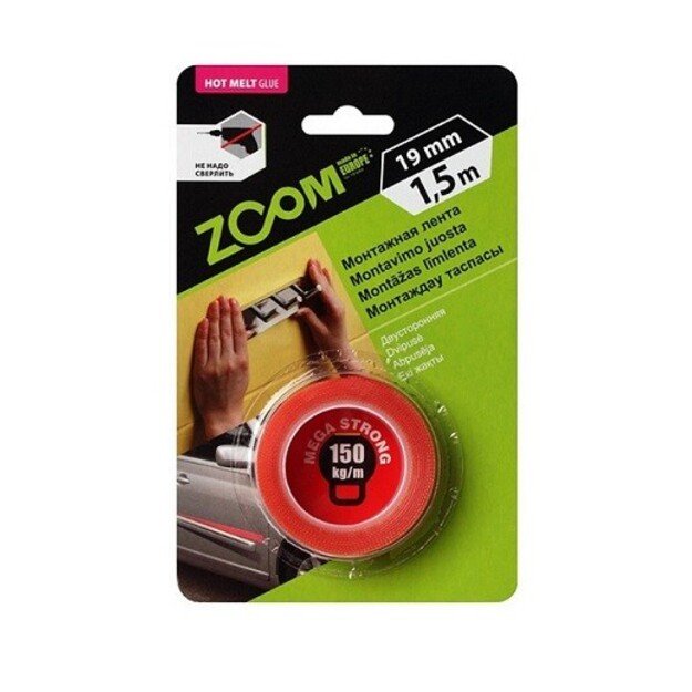 Double sided tape 1,5mX19mm Mega Strong ZOOM