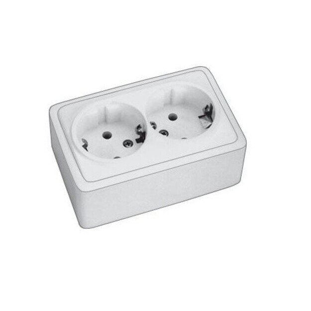 Schuko socket double earthed surface mount Vilma SL+250 RP16-021 white
