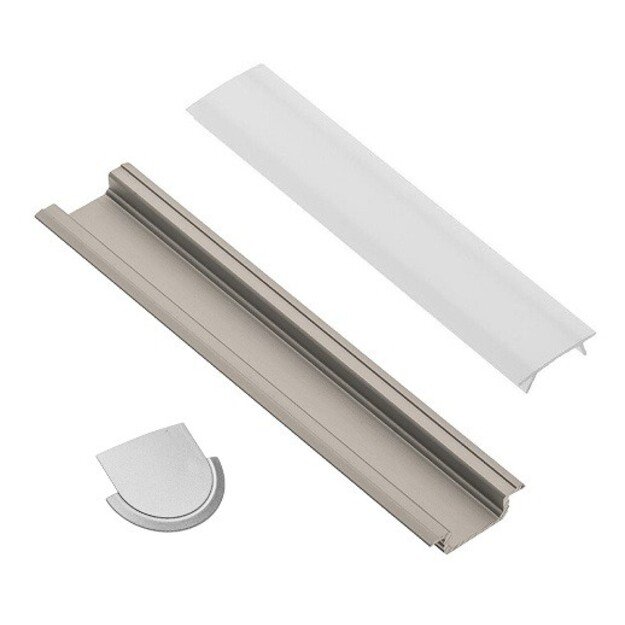 LED strip aluminium profile set 1m recessed grey Eurolight