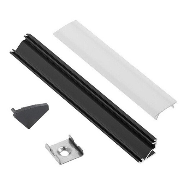 LED strip aluminium profile set 1m corner black Eurolight