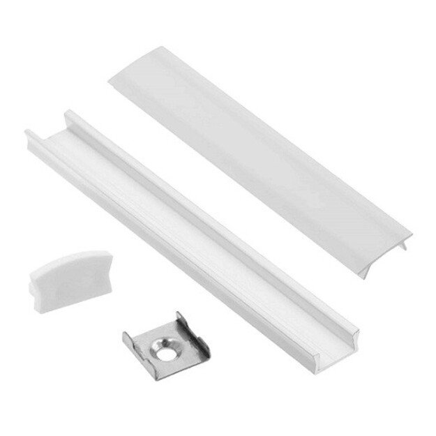 LED strip aluminium profile set 1m surface white Eurolight