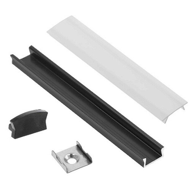 LED strip aluminium profile set 1m surface black Eurolight