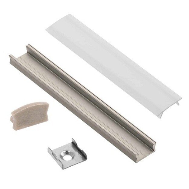 LED strip aluminium profile set 1m surface grey Eurolight
