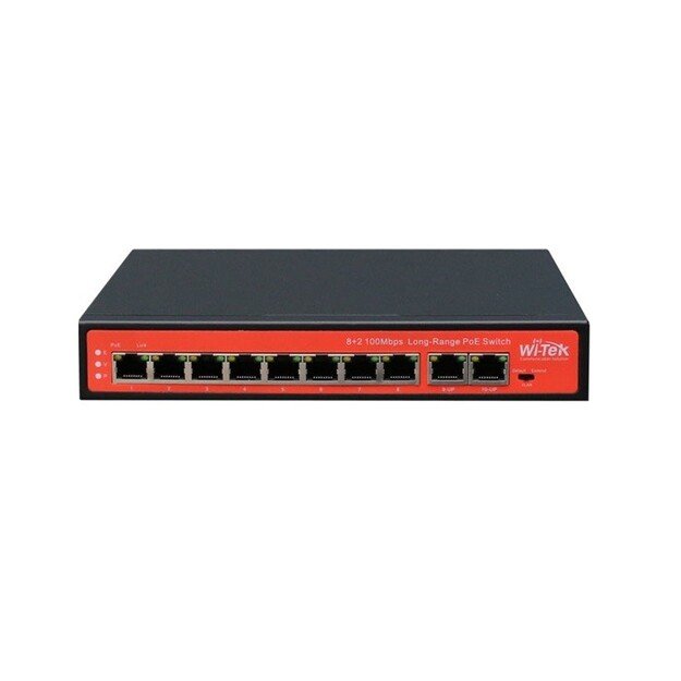 Tinklo komutatorius WI-TEK WI-PS210G 8x100Mbps 8 PoE 2 Gigabit Uplink