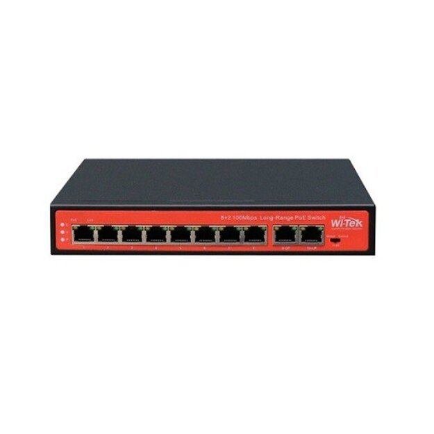 Tnklo komutatorius 120W WI-TEK WI-PS210 10x10/100Mbps 8 PoE 2 Uplink