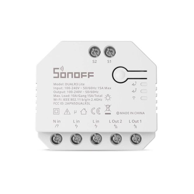 Dual control Wi-Fi wireless smart switch SONOFF DUALR2 2-gang 10/16A
