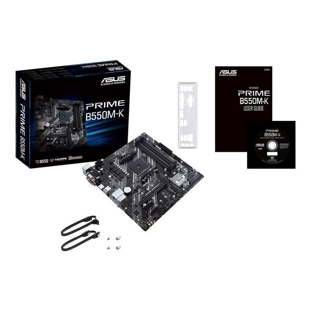 Pagrindinė plokštė ASUS PRIME B550M-K mATX MB dual M.2 PCIe 4.0 1Gb Ethernet HDMI/D-Sub/DVI SATA 6 Gbps USB3.2 Gen 2 Type-A